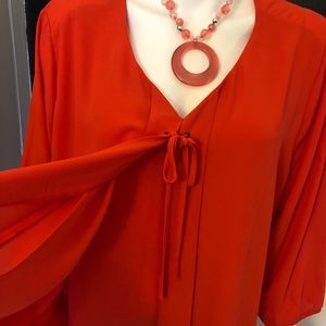 Chicos Poppyfields orange three-quarter sleeve top